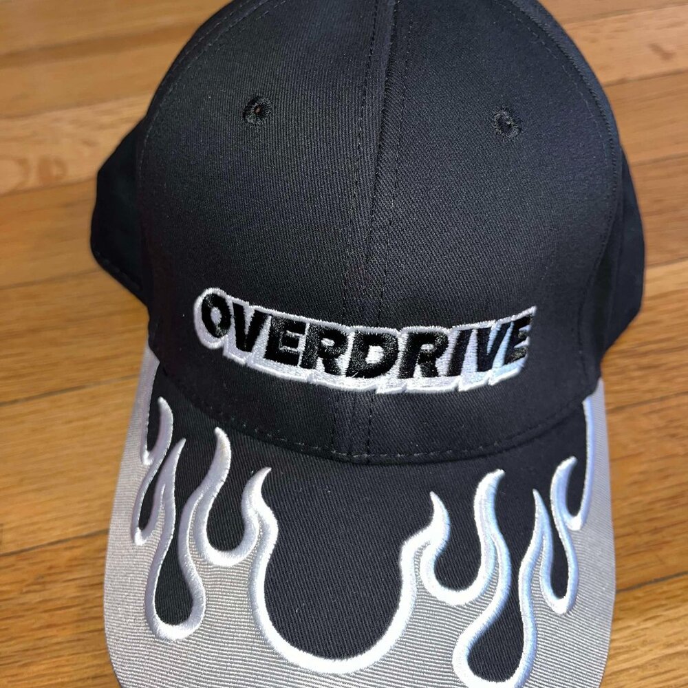 "Overdrive" Black Dad Cap With Flames *Brand NEW*